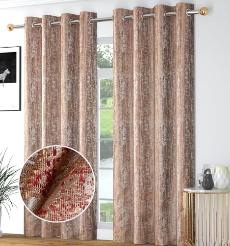 75% OFF Purav Light Textured Design Jacquard Blackout Jute Curtains for Door 8 Feet - Now ₹702 (MRP ₹2799)