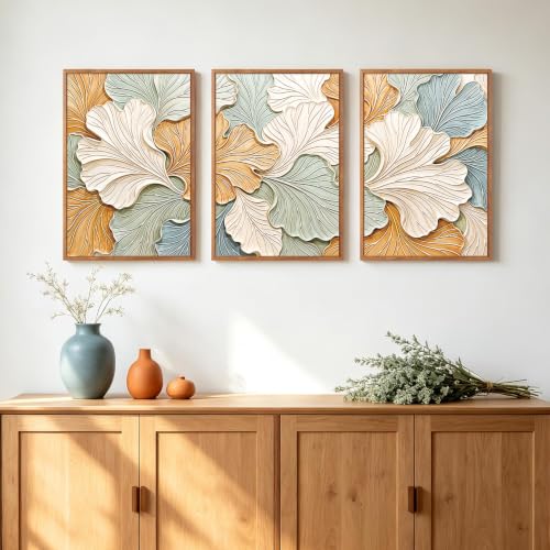 Image of CHDITB 3D Abstract Wall Art, Textured Boho Chic Ginkgo Leaf Wall Decor