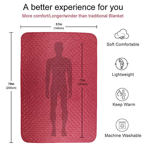 Bessport Camping Blanket Warm & Lightweight-800G, Quilted With Extra Thick Fleece Throw Blanket, Great For Camping, Outdoors, Hiking, Beach (Red) #TOP2