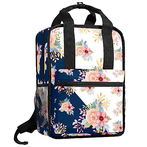 Sac à dos garçon aquarelle multicolore - Cartable fille imprimé fleurs pour l'école