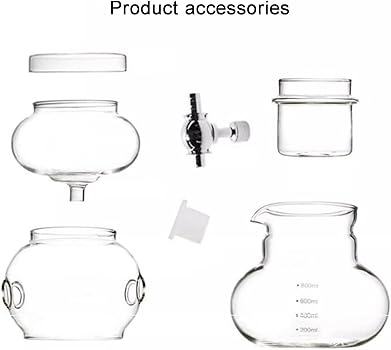 Cafetera De Goteo con Hielo, Cafetera De Goteo Lento Y Suave, con Gotero Ajustable, Jarra De Vidrio De 800 Ml, Cafetera De Filtro Reutilizable para Café Helado O Té Helado5