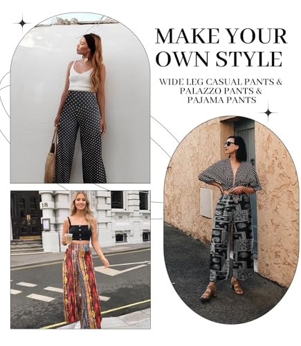 QGGQDD Wide Leg Palazzo Pants for Women - Casual Soft High Waist Lounge Pants Loose Comfy Stretchy Trousers4