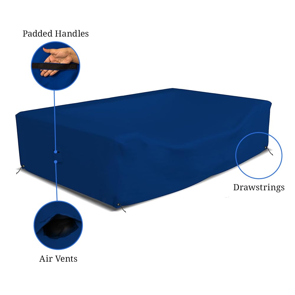 Covers & All Sekcyjny pokrowiec na sofę na patio - wytrzymały 50 ml wodoodporny, trwały zestaw mebli ogrodowych na stół i krzesła pokrowiec z kieszeniami powietrznymi i sznurkiem (188 cm szer. x 188 cm gł. x 71 cm wys., niebieski)