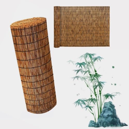 30-180cm Rollo de Valla de privacidad de bambú para balcón Pantalla de Caña de JardíN Aislamiento Estera Caña Protección Visual Al Aire Libre Valla De Caña para Pared(Marrón)