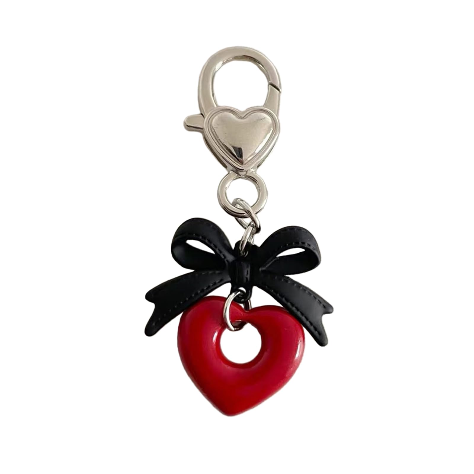 NEWFT Black Bowknot Heart Pendant Hangings Decoration for Phone Bag or Keychain
