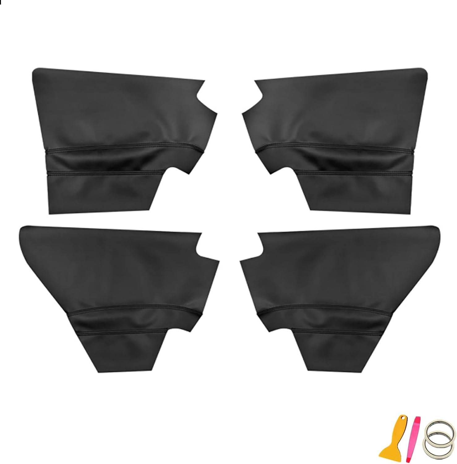 Car Door Armrest Panel Skin Cover for Toyota RAV4 2013-2019,Microfiber Leather Car Door Armrest Replacement,Anti-Scratch (Set of 4),Black+Black line