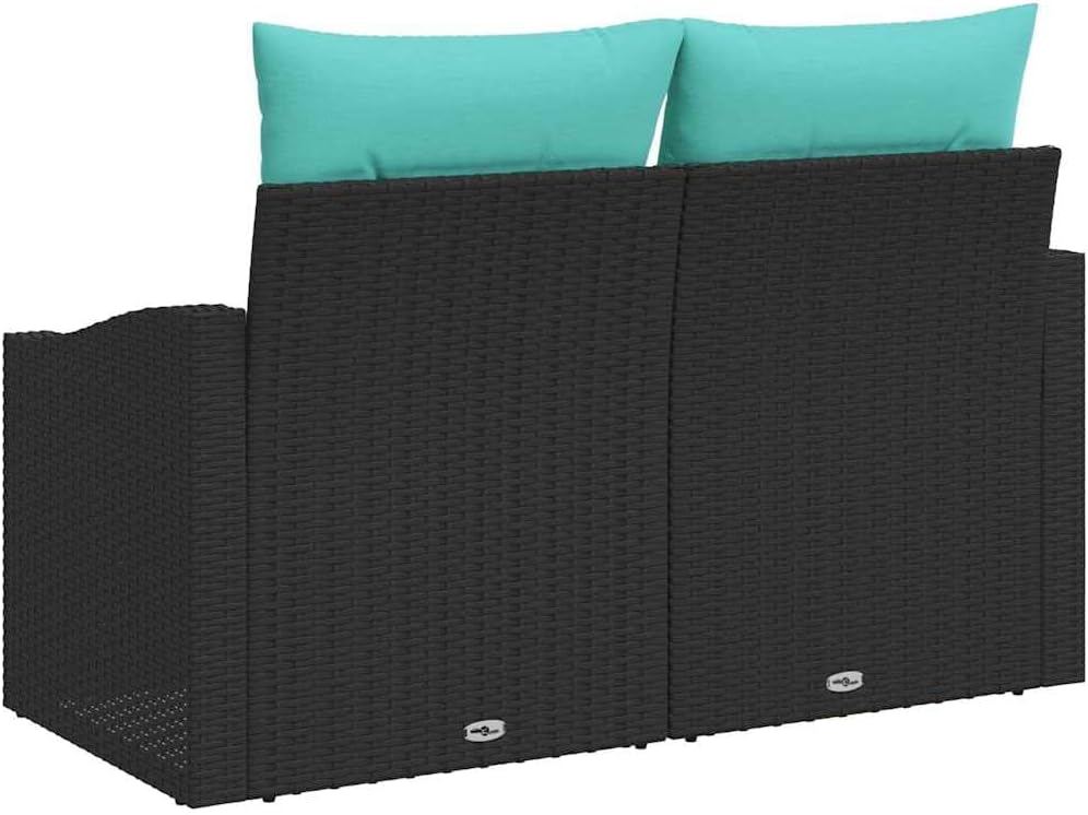 2 Seater Garden Sofa, Outdoor PE Wicker Loveseat with Steel Frame, Modern Patio Furniture for Backyard, Porch, Balcony, Black