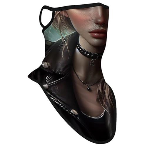 Obacle Bandana Face Mask with Ear Loops Neck Gaiter Face Mask Scarf Face Cover for Men Women (Women Light Red Lip)