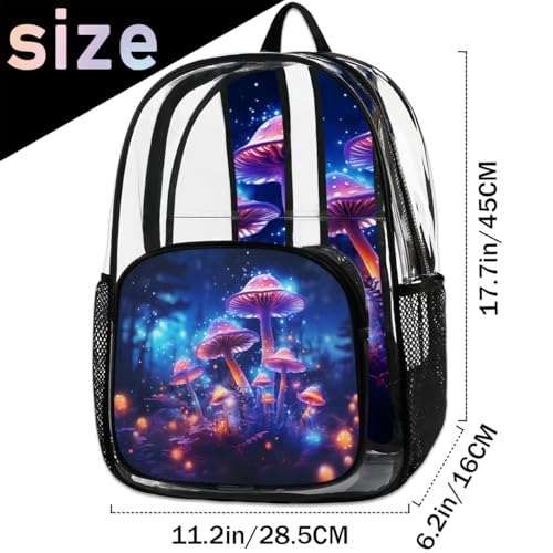 Watercolor Mushroom Clear Backpack Stadium Approved PVC Backpacks for Adults Heavy Duty Clear Bag for Work Security Travel College2