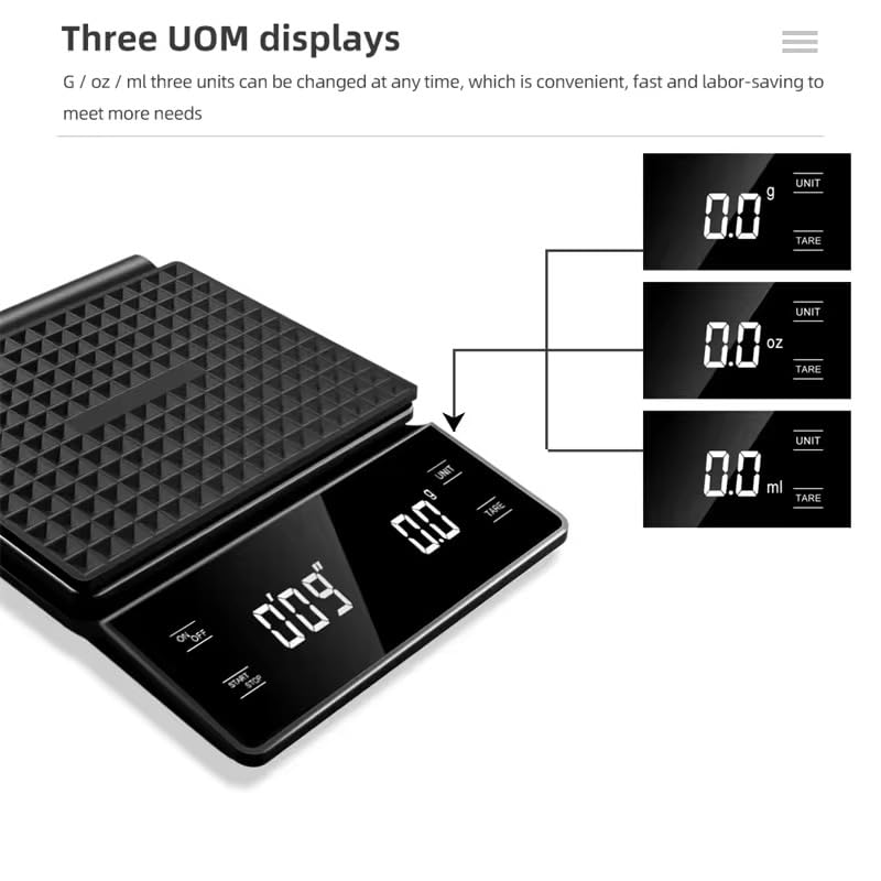 Evolt Digital Coffee Scale with Timer, 0.1 g to 3 kg Precision, for ...