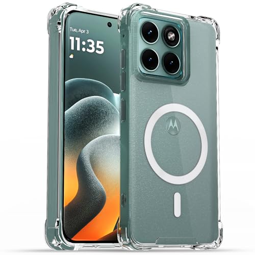 Image of Amazon Basics Back Cover for Motorola Moto Edge 70 Fusion 5G Mag-Safe Shockproof PC + TPU Protective Case Magnetic Support Bumper Case (Transparent Mag-Safe)