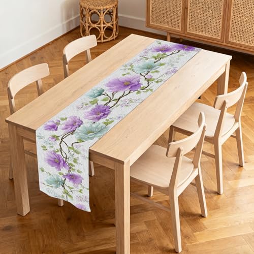 Image of Nuxovilar Purple Floral Table Runner Flax 13x72 in