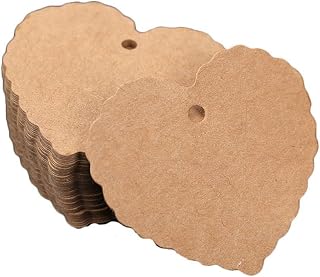 GIVBRO 100 etiquetas de boda para regalo, etiquetas de corazón, caja de caramelos en blanco, tarjetas colgantes para decoración de proyectos hechos a mano, color marrón