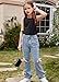 DOCOLL Jeans for Tween Girls with Bow Decor Cute Flare Leg High Waist Denim Pants Y2K Fashion Preppy Clothes 16Y Blue