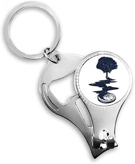 Compass Stream Tree Art Pattern Nail Nipper Ring Chaveiro Abridor de Garrafas Cortador