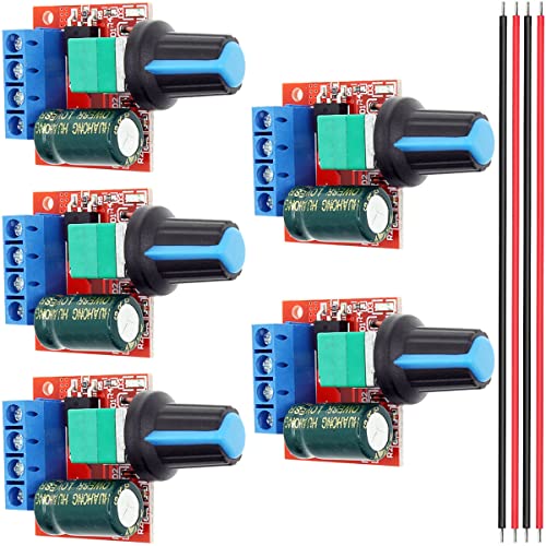 Youmile 5��PWM�X�s�[�h�R���g���[���[ �~�jDC���[�^�[DC 5V-35V 5A ��]���|�e���V�����[�^���x�����X�C�b�`�R���g���[��LED�C���W�P�[�^�t�� �ϋv���X�C�b�`24AWG�ԍ��P�[�u���t��