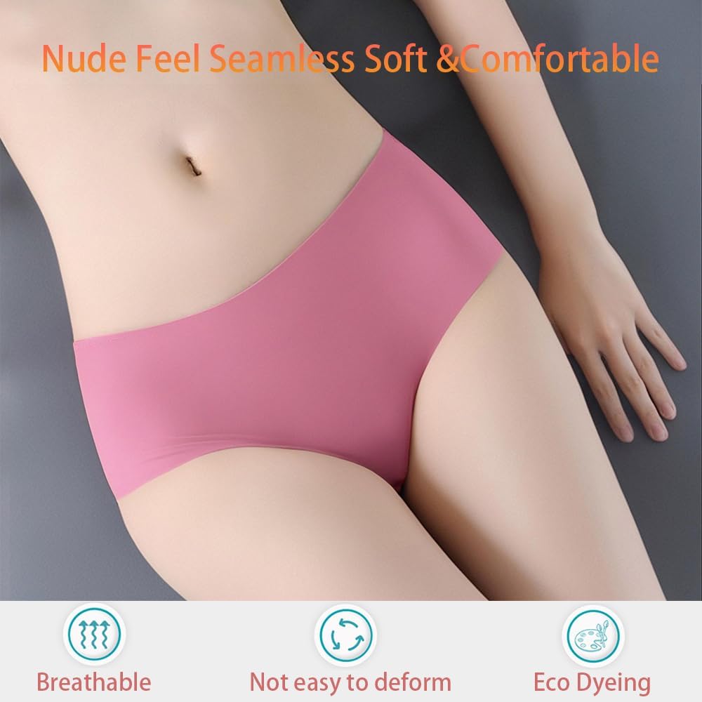 Womens Seamless Underwear mid-rise briefs Underpants No Show Panties Soft Touch Comfort Butt Lifter Briefs(6 Packs) - Image 6