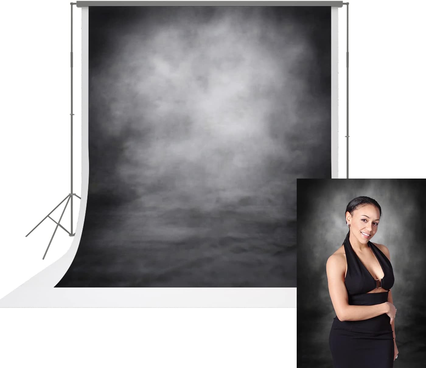 UrcTepics 6.5X10ft Microfiber Abstract Dark Grey Backdrop for Photographers Dark Gray Portrait Background Photo Studio Photoshoot Props for Headshot