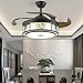 YOCASA Lampa sufitowa w stylu retro z wysuwanym wentylatorem, wentylator sufitowy w stylu vintage, z możliwością ściemniania, cichy, pilot zdalnego sterowania, do sypialni, A 106 cm