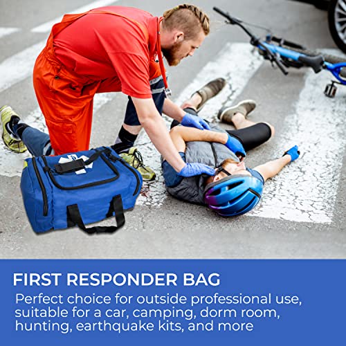 Image of Primacare KB-4135-B First Responder Bag for Trauma, 21 inchx12 inchx9 inch, Professional Compartment Kit Carrier for Emergency Medical Supplies, Blue
