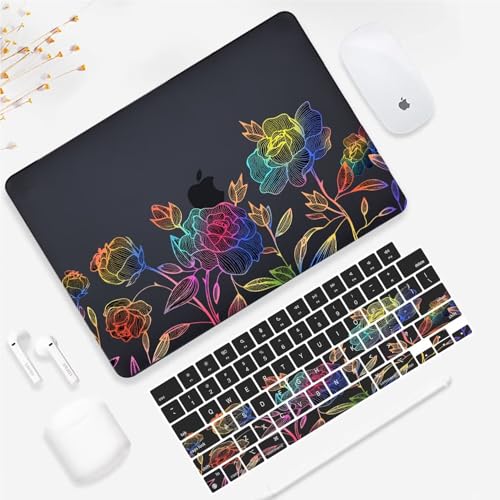 Image of Fancity Case Compatible with MacBook Air 13 Inch 2017, Model A1466 A1369 Hard Plastic Cover Matte Protective Case with Keyboard Cover for Old 2010-2017 Air 13.3 Inch Without Touch ID, Color Rose