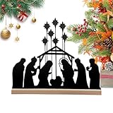 Genérico Decoraciones De Mesa De Navidad | Letrero de la Guardería, Decoraciones De Navidad De Metal Con Base De Madera Para Fiestas Encimera Chimenea Estantería Iglesia Y