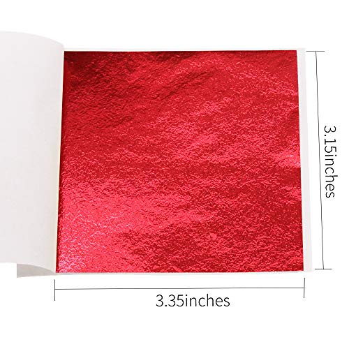 Kinno Red Foil Leaf Sheets, 3.15" Red Gilding Gold Foil 100 Sheets For Paintings, Arts Crafts, Nail Deco, Furniture #TOP1