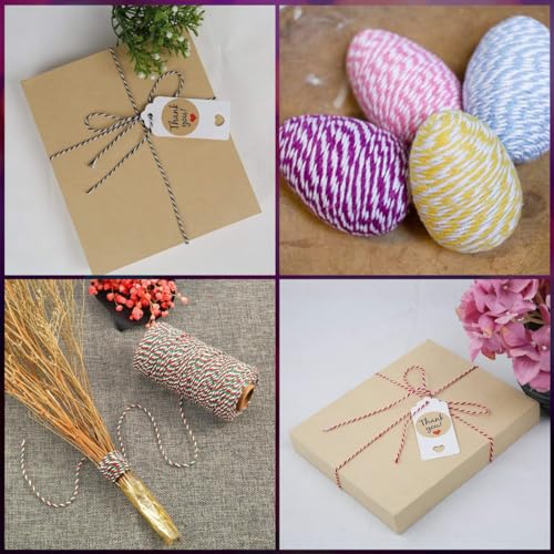 Barbante Twine Bicolor 100 METROS Cordão De Algodão Vermelho e Branco-Barbante Decoração Artesanato