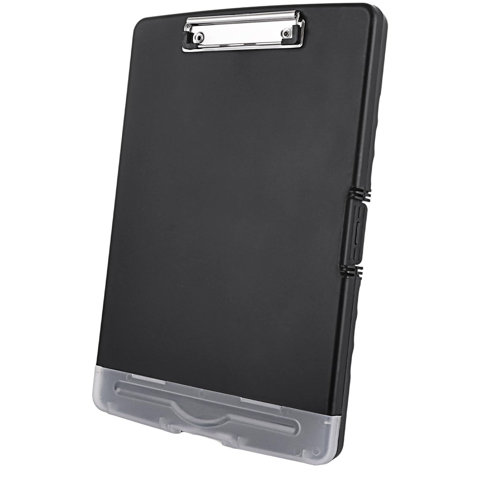 ASelected Clipboard with Storage,A4 Clipboard with Pen Holder,Plastic Clipboards with Compartment, Heavy Duty Storage Box Folder for School, Office, Medical Personnel, Side-Opening (Black)