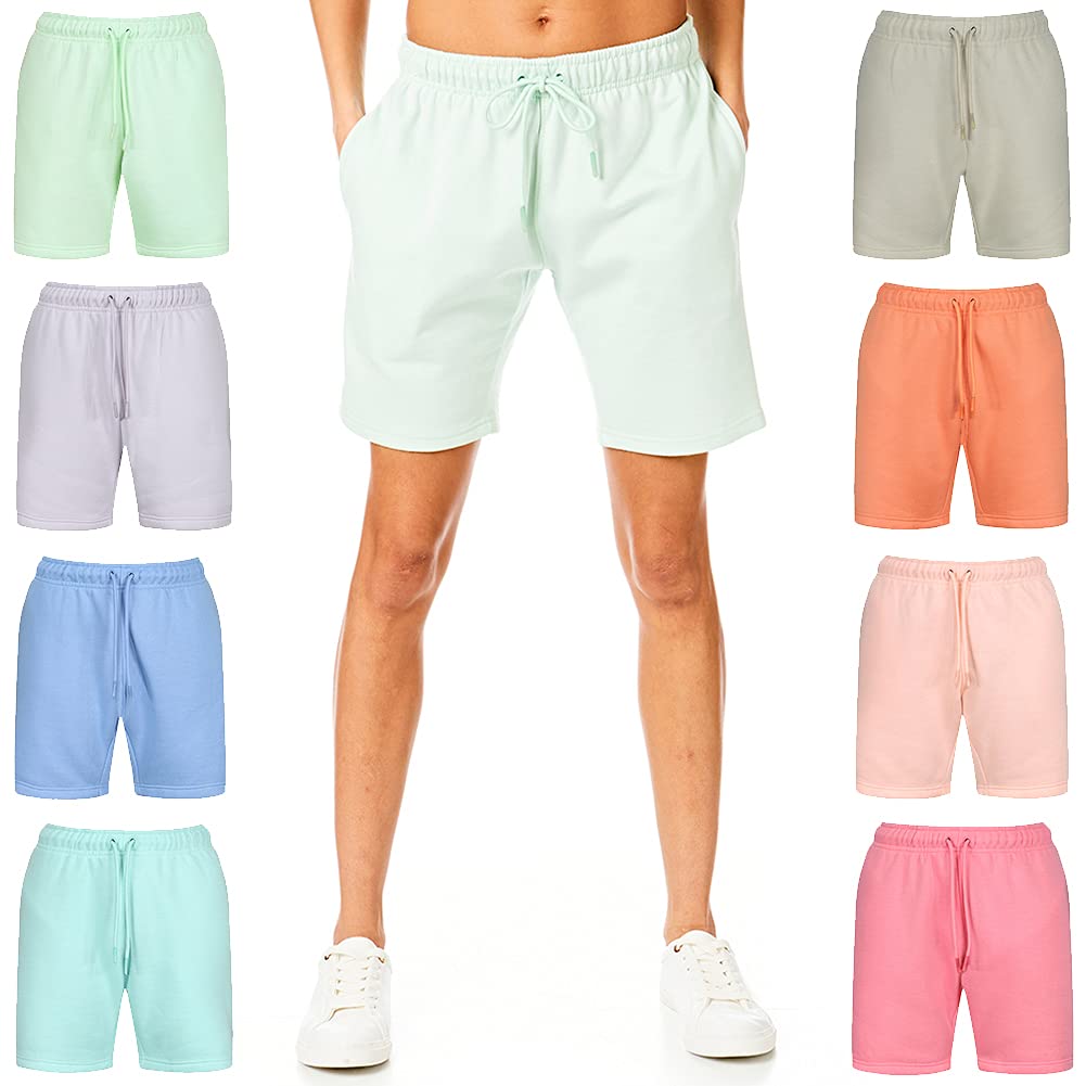 Light & Shade Women's Pastel & Brights Loungewear Sweat Shorts Joggers Jogging Shorts, Misty Jade, Medium