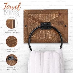 Autumn Alley Rustic Farmhouse Toilet Paper Holder and Towel Ring, Wall Mount, 2 Set - Country Western Decor Wall Toilet Paper Holder and Bathroom Hand Towel Holder Decor, Wooden Autumn Alley Rustic Farmhouse Toilet Paper Holder and Towel Ring Wall Mount 2 Set Country Western Decor Wall Toilet Paper Holder and Bathroom Hand Towel Holder Decor Wooden