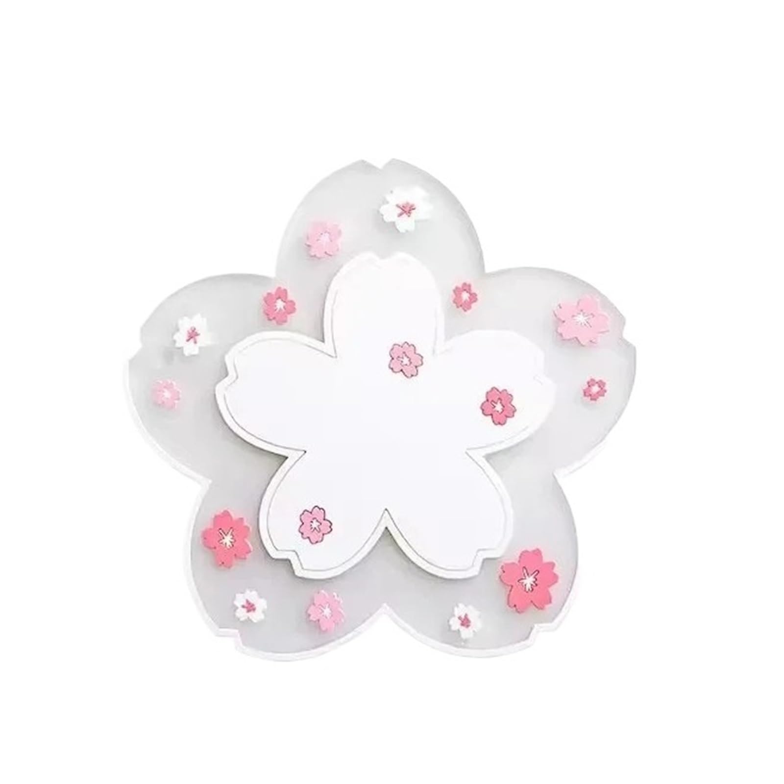 1PC Cherry Blossom Heat Insulation Pad Dining Table Mat Anti-skid Cup Pads Non-slip Coaster Kitchen Accessories Sakura Coasters Cute(White Large)