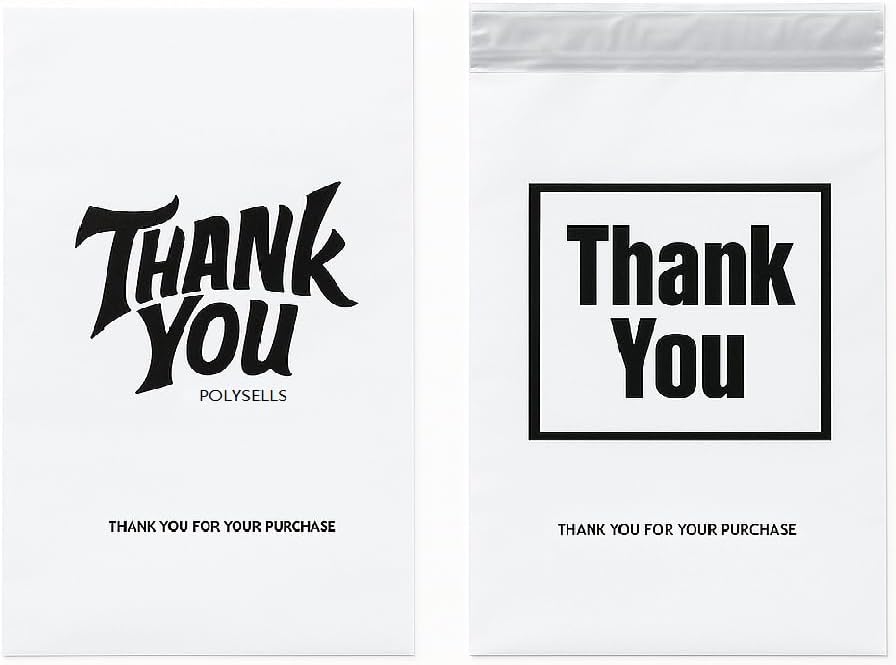 POLYSELLS Thank You Poly Mailers 10x13 inches 100 Pcs Waterproof Self-Sealing Shipping Bags for Clothing | White