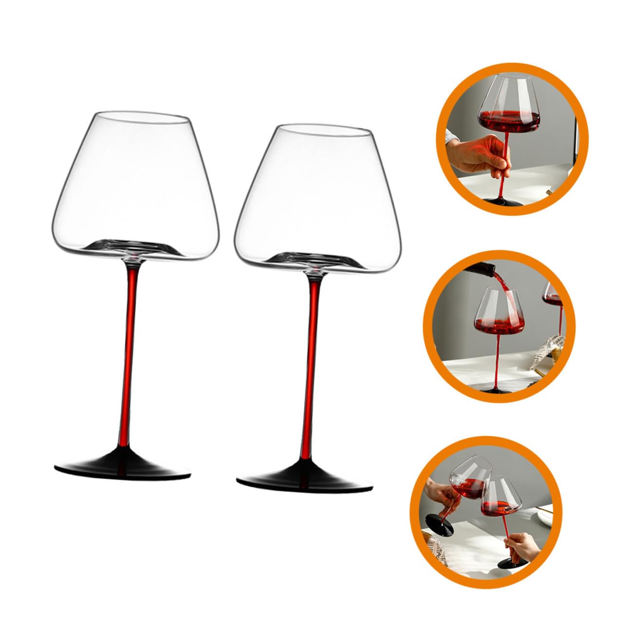 STOBAZA 2 Stück Zweiteiliges Halloween Weinglas Rotwein Gläser mit Vampirmotiv Langlebige Glas Goblets für Party Fest und Zuhause Stilvolle Bar Trinkbecher in Schwarz und Rot