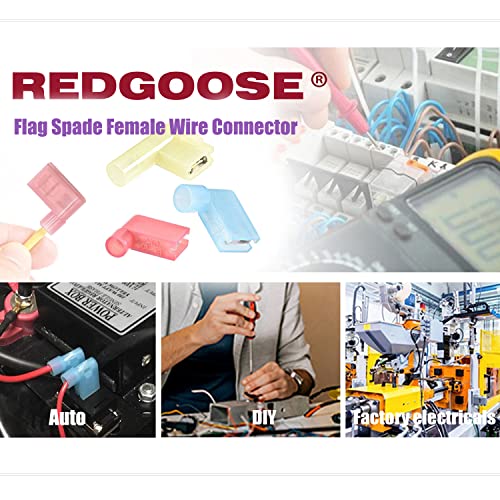 Redgoose GSQXDZ01 50Pcs Nylon Flag Spade Quick Disconnects Female Wire Connector 22-10 Awg 90 Degree Electrical Crimp Wire Terminals thumb #3