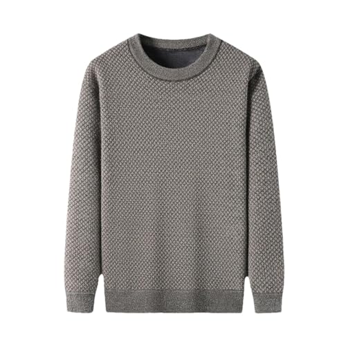Men O-Neck Fleece Knitted Sweater Classic Long Sleeve Slim Fit Business Casual Warm Pullover Jersey