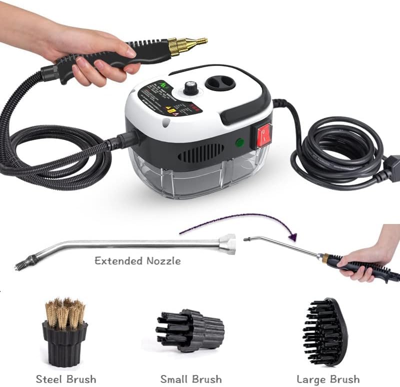 High Temperature Pressurized Steam Cleaner, 2500W Handheld Small High Pressure High Heat Steam Cleaning Machine Portable Tank for Kitchen Toilet Car