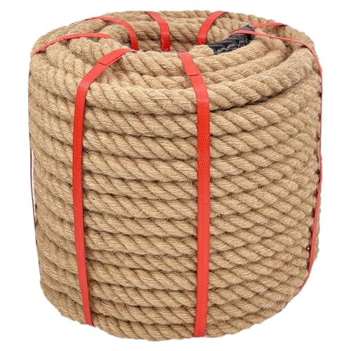 Natural Hemp Rope 1 in X 150 Ft Twisted Manila Rope 1 Inch Thick Jute Rope for Crafts, Porch Swing Rope, Hemp Rope for Decor, Railing, Docks, Landscaping