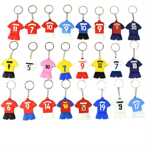 Jetamie 10PCS Random Soccer Fan Keychain Soccer Keychains Bulk Jersey keychain Soccer Ball Key Chain Soccer Key Ring for Men Mans Sports Ball KeyChains