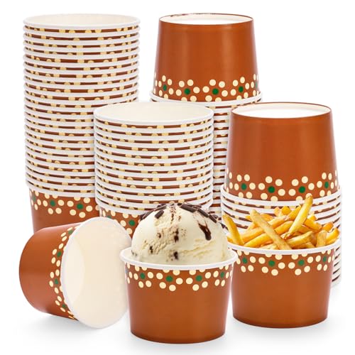 Whaline 50 Pcs Cielito Lindo Party Snack Cups De Barro Mexican Disposable Bowls 9oz Terracotta Flower Paper Treat Bowls for Ice Cream Dessert Food Birthday Fiesta Supplies