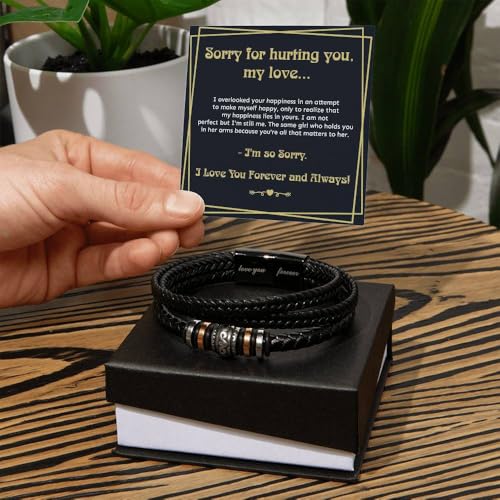 I'm So Sorry Bracelet For Him, Forgive Me Bracelet, I'm Sorry Gift For Him, with card and box.2