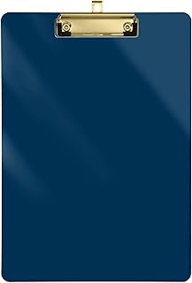 Portapapeles de acrílico para profesores, color azul prusiano, 12 x 9 pulgadas, color dorado