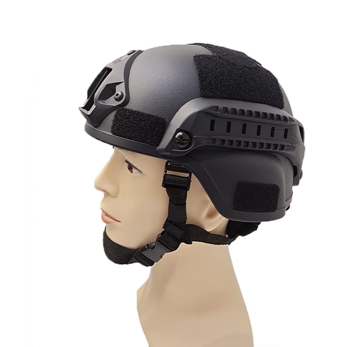 Casques Airsoft protecteurs, Casque de Jeu stratégique Rapide de qualité Casque de Jeu CS de qualité avec Montage et Rails latéraux NVG Black