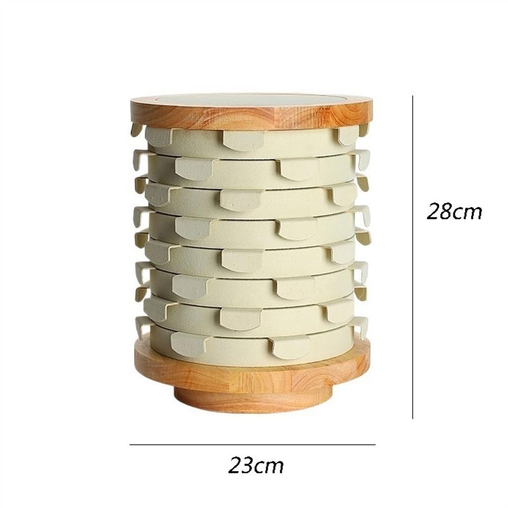 Espositore per Gioielli, espositore per Gioielli, espositore per Orecchini in Legno massello Girevole, espositore per Gioielli, Grande capacità, Organizer per Orecchini (Piccolo Bianco)