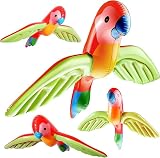 Aufblasbare Papageien Deko 4er Set Tropische Party Dekoration Hawaii Pool Strand Sommer Luau Aufblasbare Vogel Figuren