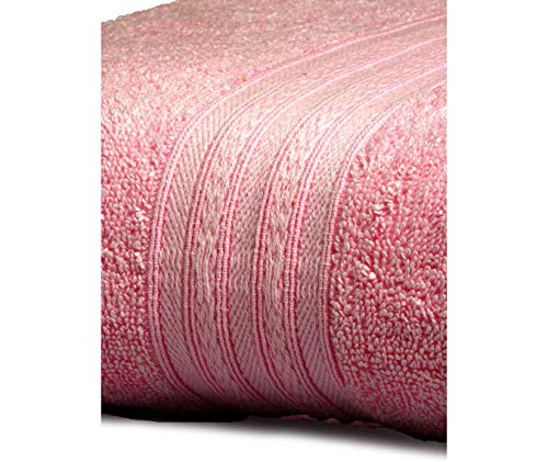 Image of Global Home 100% Cotton Bath Towel II 500 GSM II Pink II 140 X 70 cm - 2pc Set for Gym, Kitchen, Home, Bathroom or Spa, Wash Basin, Hotel