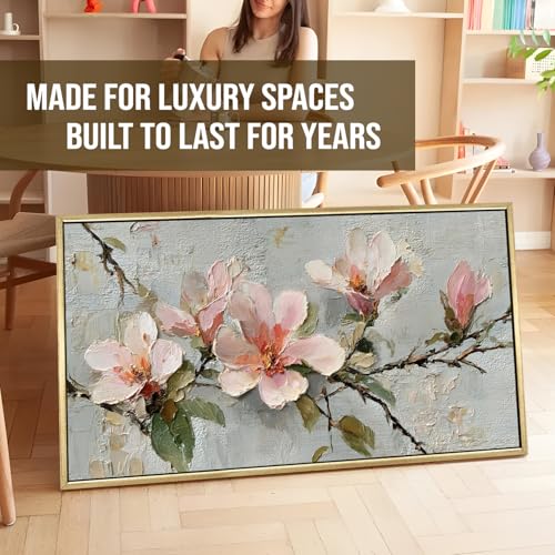 Image of PAPER PLANE DESIGN Big Size Wall Painting for Living Room Floral 2x4 Ft (A) | Long horizontal canvas for the wall above a sofa or bed, framed and ready to hang