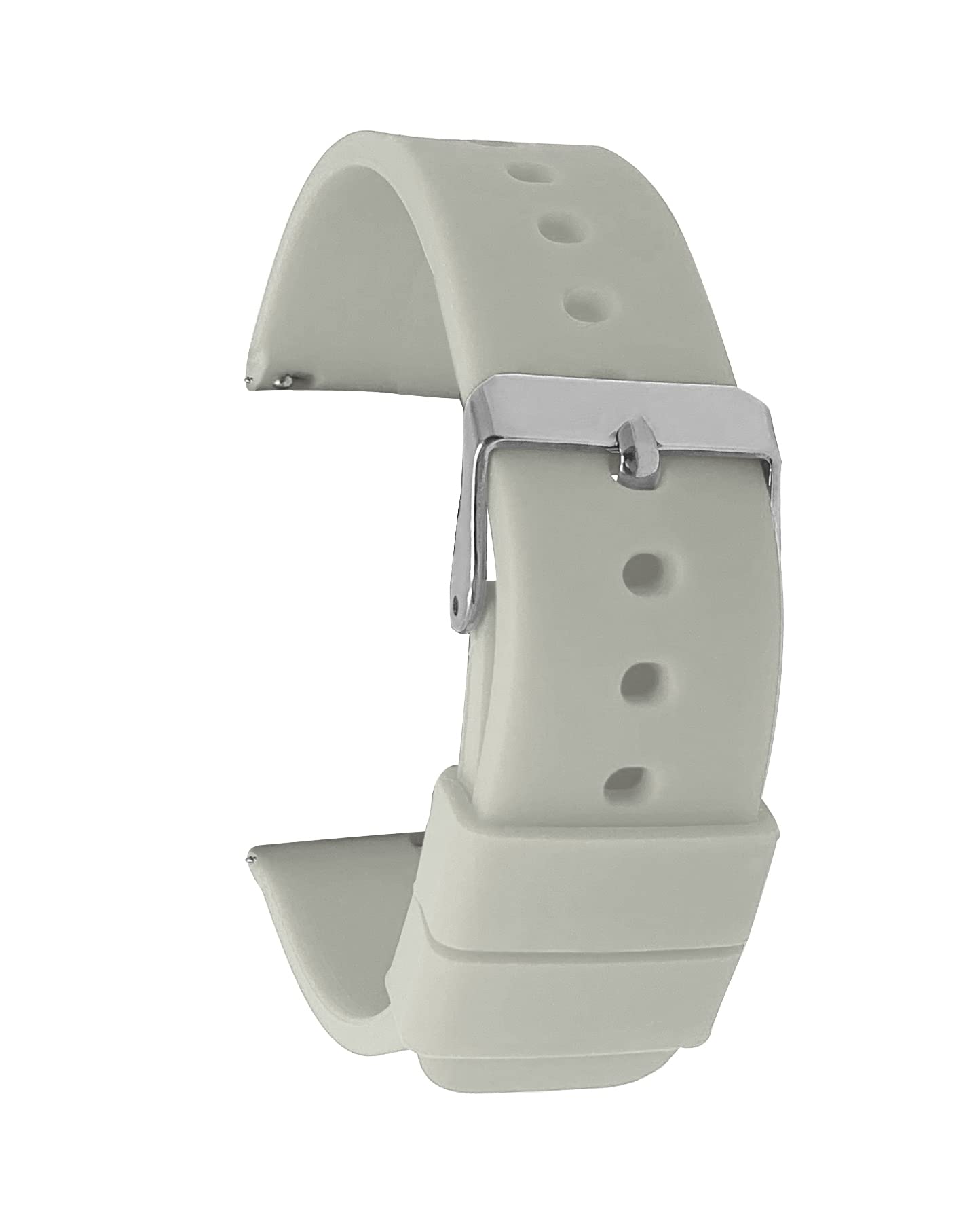 Bandini Silicone Quick Release Soft Rubber Watch Band for Classic and Smart Watch Bands - Waterproof Sports Strap - Light Grey / 24mm