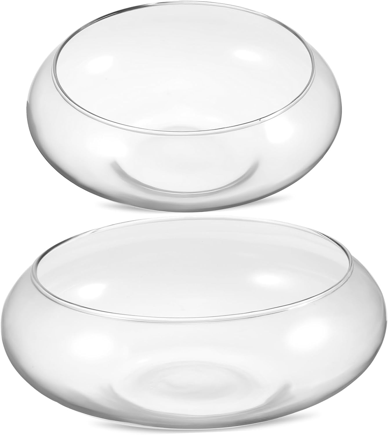 VICASKY 2 Pcs Transparent Glass Terrarium Bowls for Table Centerpiece Multi Functional Round Flower and Fish Bowls Versatile Planters for Water Lilies and Home Office Decor