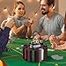Wettarn Poker Chips Poker Set, 200 Count Rotating Chip Case Wood Carousel Case Holder with 200 Pcs Chips and 2 Decks of Playing Cards for Casino Party Supplies Family Game Accessory